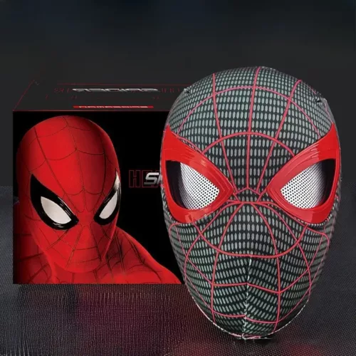 Masque Spider-Man Miles Morales avec yeux mobiles lumineux – Cosplay Halloween