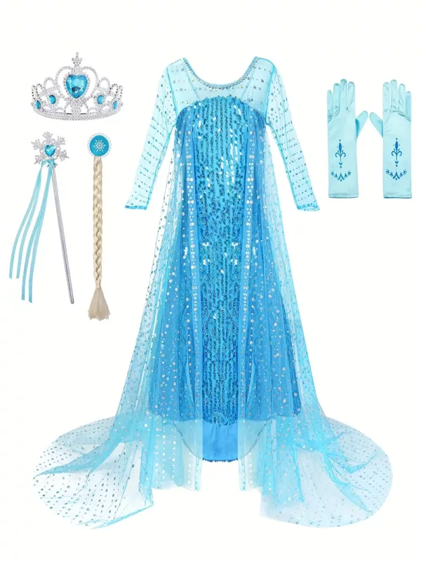 Robe princesse fille en tulle avec accessoires – déguisement carnaval ou fête