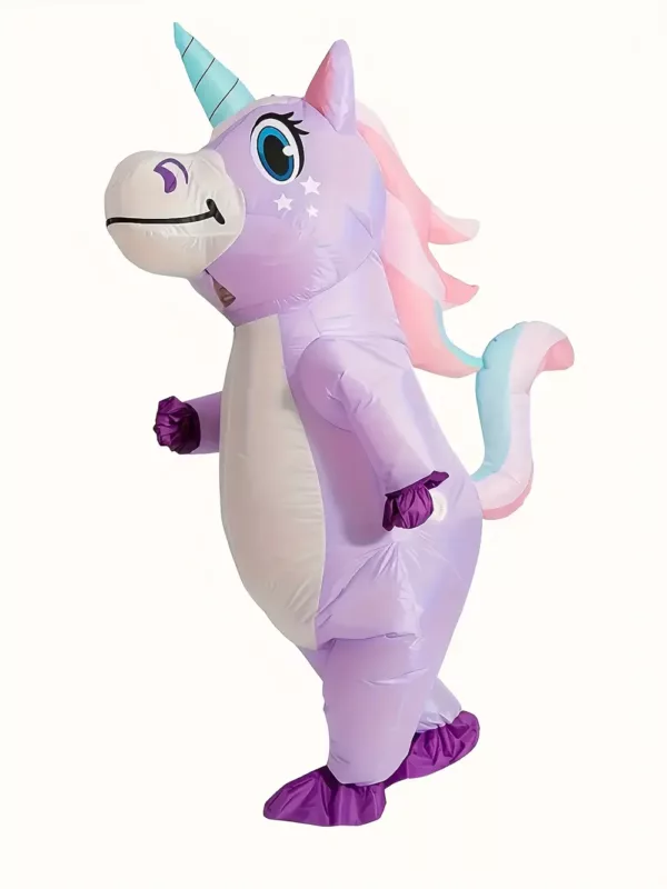 Costume gonflable licorne adulte avec capuche imprimée 3D – idéal fêtes et cosplay