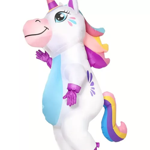 Costume gonflable licorne adulte – design pastel mignon idéal fêtes et Halloween