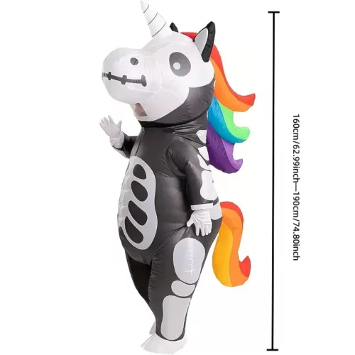 Costume gonflable adulte squelette chevauchant licorne – déguisement original Halloween