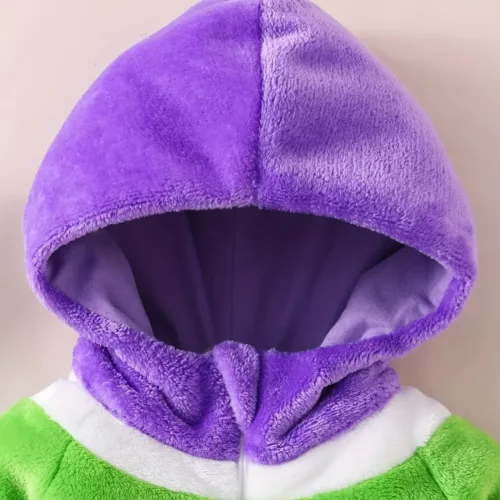 Combinaison bébé en peluche ultra douce – avec capuche et fermeture zippée