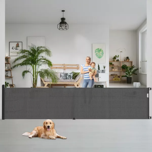 Barrière escalier rétractable en aluminium et PVC – sécurité enfant intérieur/extérieur