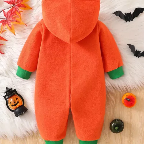 Combinaison bébé Halloween citrouille à capuche – douce et confortable