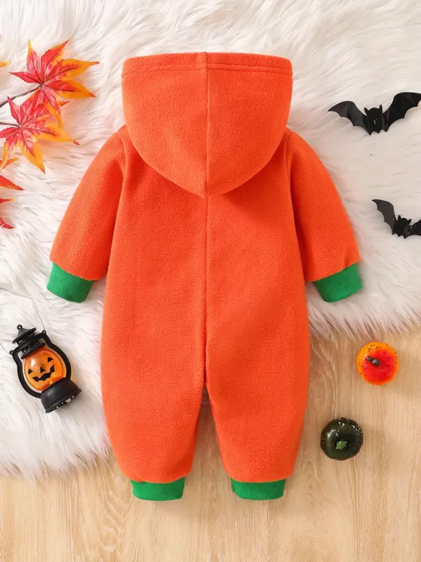 Combinaison bébé Halloween citrouille à capuche – douce et confortable