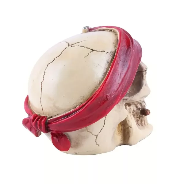 Crâne décoratif en résine avec bandeau gothique rouge – Idéal Halloween