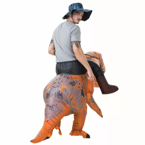 Déguisement dinosaure gonflable adulte – polyester avec soufflerie USB ou piles