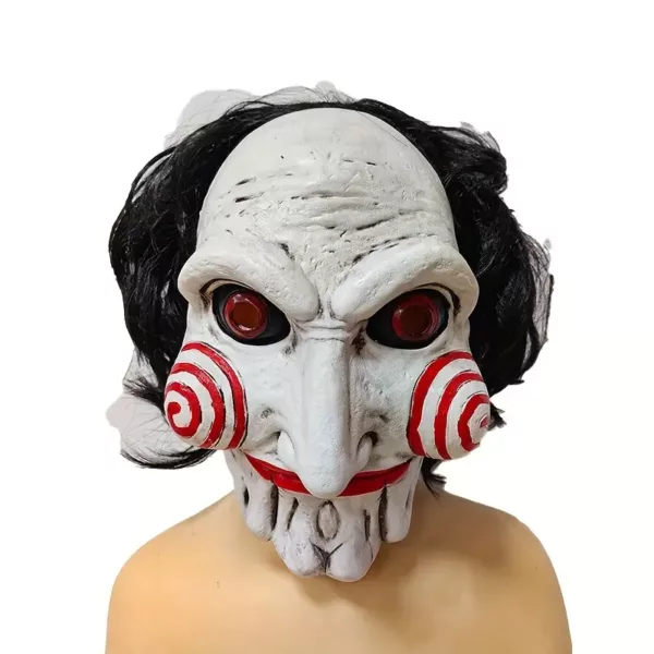 Masque clown effrayant en latex – style horreur Saw pour Halloween et cosplay