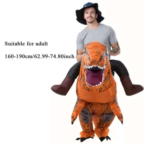 Déguisement dinosaure gonflable adulte – polyester avec soufflerie USB ou piles