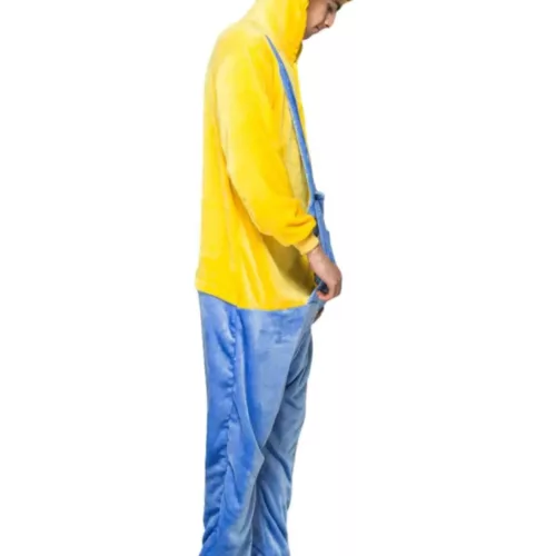 Pyjama kigurumi ours en polaire douce jaune avec capuche et poches