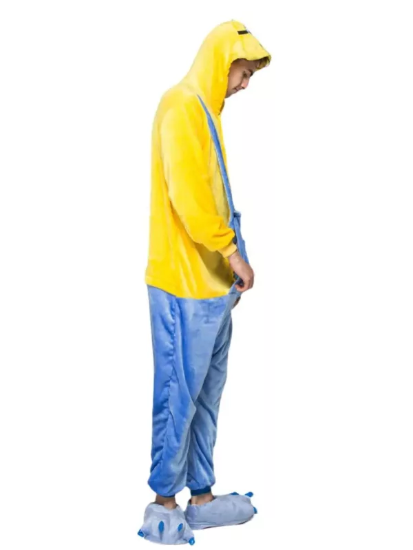 Pyjama kigurumi ours en polaire douce jaune avec capuche et poches