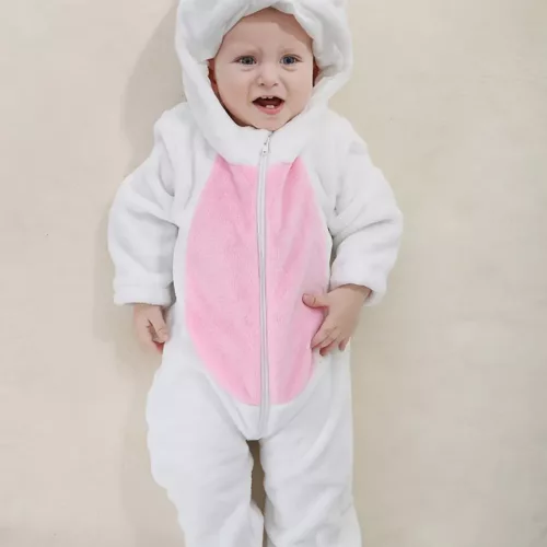 Combinaison bébé hiver doublée chaude – grenouillère doux motif animal avec capuche