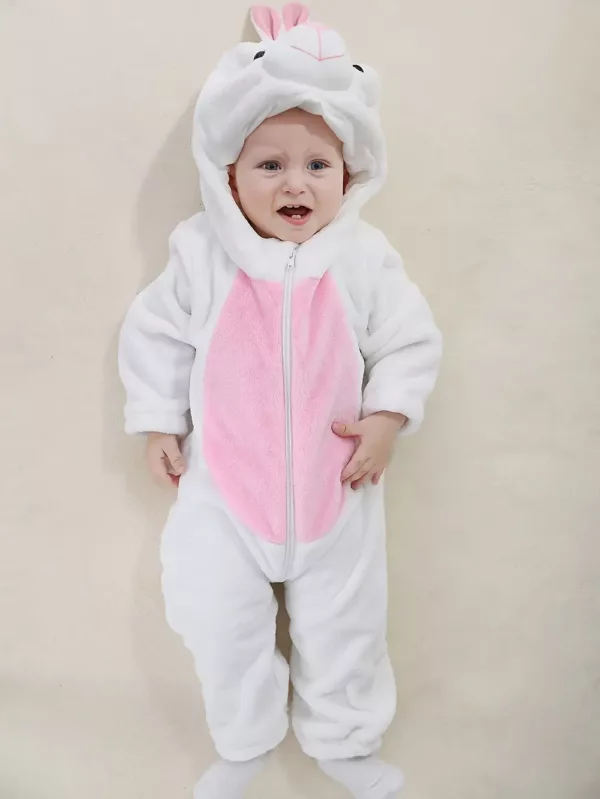 Combinaison bébé hiver doublée chaude – grenouillère doux motif animal avec capuche