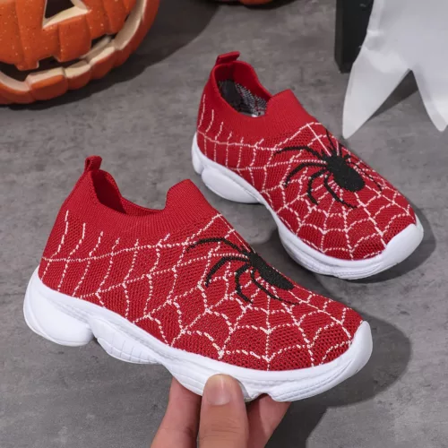 Baskets enfant motif araignée – chaussures à enfiler souples et ludiques