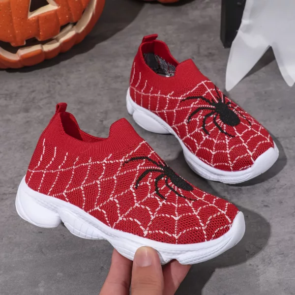 Baskets enfant motif araignée – chaussures à enfiler souples et ludiques