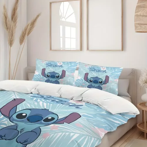 Parure de lit 3 pièces Lilo & Stitch – housse de couette imprimée dessin animé