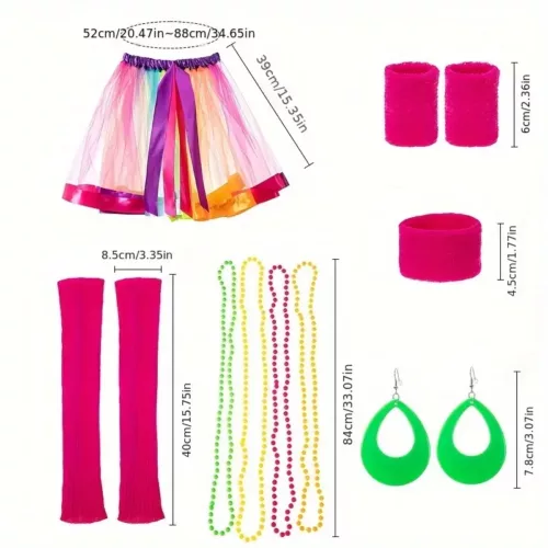 Kit d’accessoires vintage femme années 80 – gants résille, bijoux, lunettes