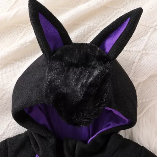 Déguisement chauve-souris enfant en peluche douce avec ailes effet velours noir
