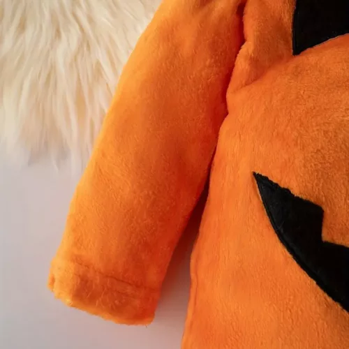 Combinaison bébé citrouille à capuche – déguisement Halloween en coton doux
