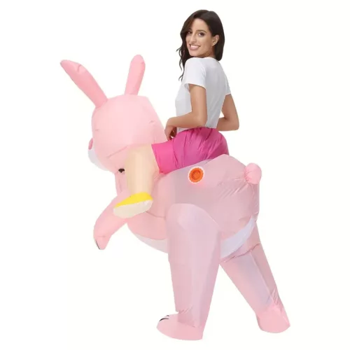 Déguisement lapin de Pâques adulte – combinaison intégrale avec tête peluche