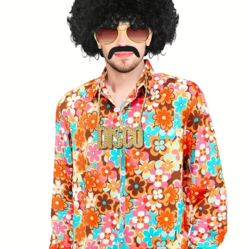 Déguisement disco homme années 70 avec costume, perruque, barbe et accessoires