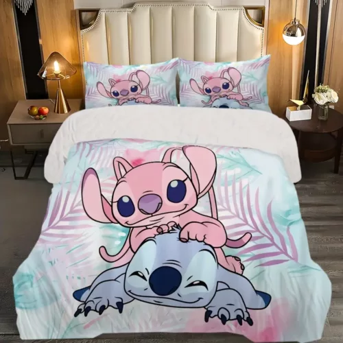 Parure de lit Lilo & Stitch 3 pièces – housse de couette et 2 taies douce
