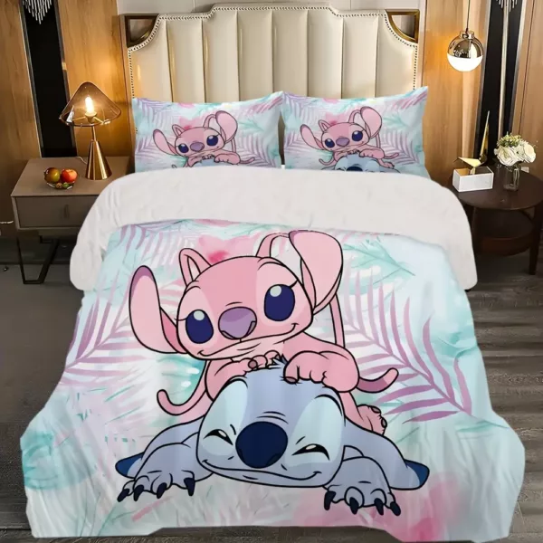 Parure de lit Lilo & Stitch 3 pièces – housse de couette et 2 taies douce