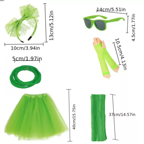Déguisement rétro 80s homme femme – ensemble 6 pièces avec accessoires fluo