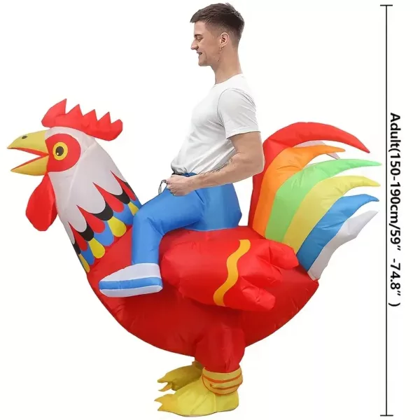Déguisement gonflable coq rouge adulte – Costume humoristique original fête