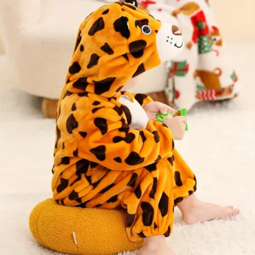 Combinaison bébé garçon motif léopard avec capuche – style tigre mignon