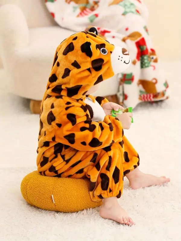 Combinaison bébé garçon motif léopard avec capuche – style tigre mignon