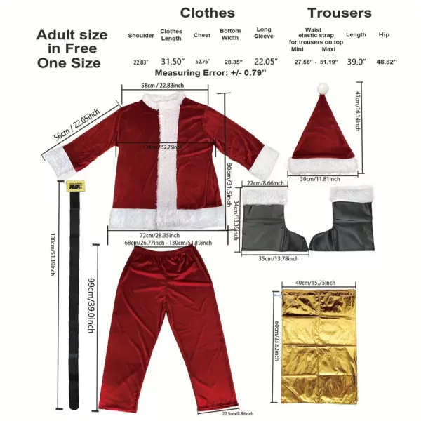 Costume Père Noël velours bordeaux – ensemble 10 pièces élégant et complet