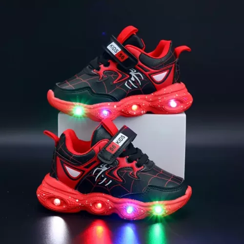 Baskets enfants LED lumineuses motif toile d’araignée – sport et loisirs