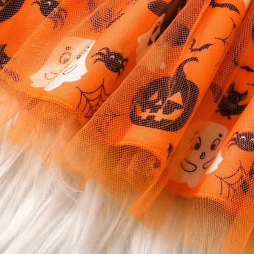 Robe bébé Halloween à manches longues – tissu doux motif citrouille confortable