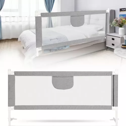 Barrière de lit enfant sécurisée avec pieds antidérapants et maille respirante