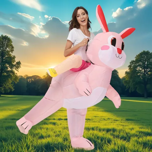 Déguisement lapin de Pâques adulte – combinaison intégrale avec tête peluche