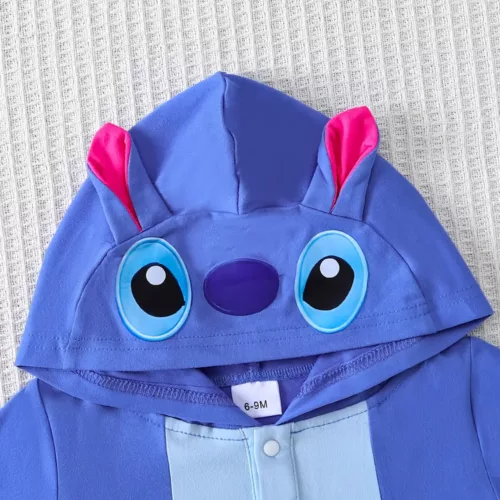 Barboteuse bébé Stitch Disney en polaire douce – pyjama chaud zippé
