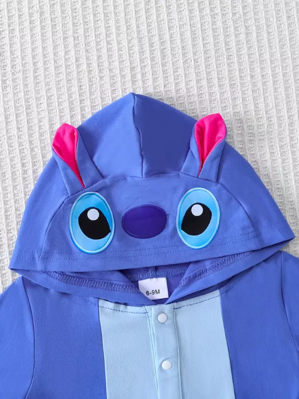 Barboteuse bébé Stitch Disney en polaire douce – pyjama chaud zippé