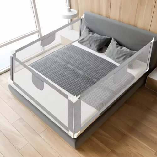 Barrière de lit enfant sécurisée avec pieds antidérapants et maille respirante