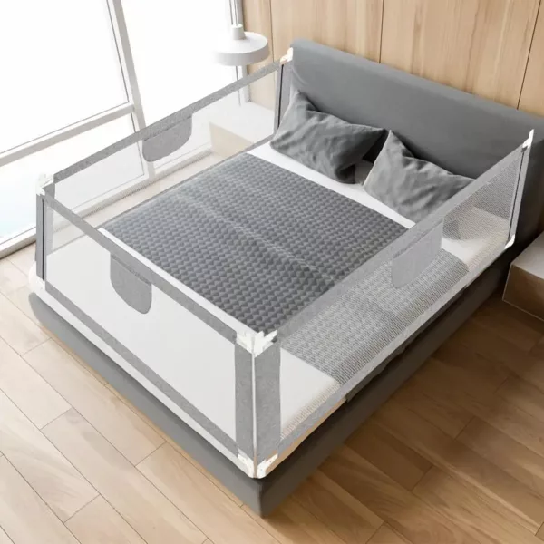 Barrière de lit enfant sécurisée avec pieds antidérapants et maille respirante