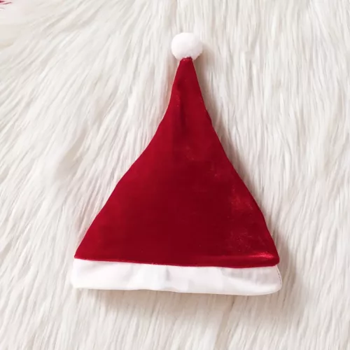 Robe bébé Noël en peluche chaude avec manches longues et bonnet assorti
