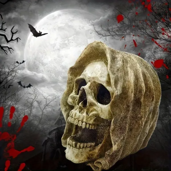 Figurine crâne faucheuse en résine – déco macabre pour Halloween ou gothique