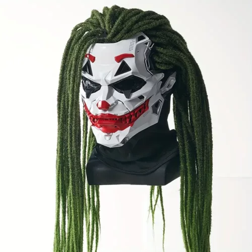 Masque clown maléfique réaliste pour Halloween – visage rieur terrifiant