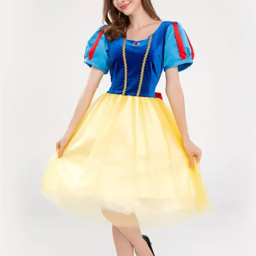 Costume de princesse Blanche-Neige scintillant avec accessoire de coiffure cosplay