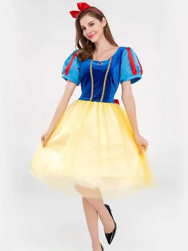 Costume de princesse Blanche-Neige scintillant avec accessoire de coiffure cosplay