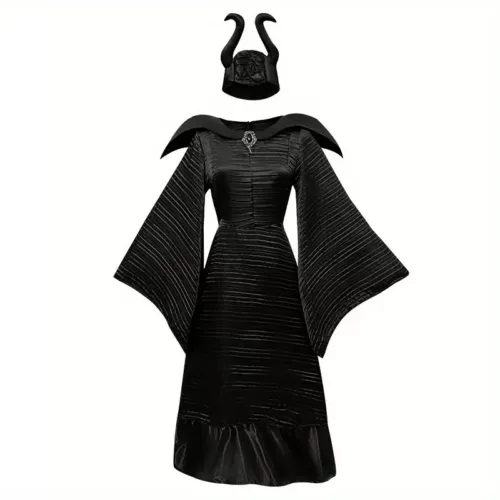 Costume sorcière femme avec cape et chapeau – Déguisement gothique Maléfique