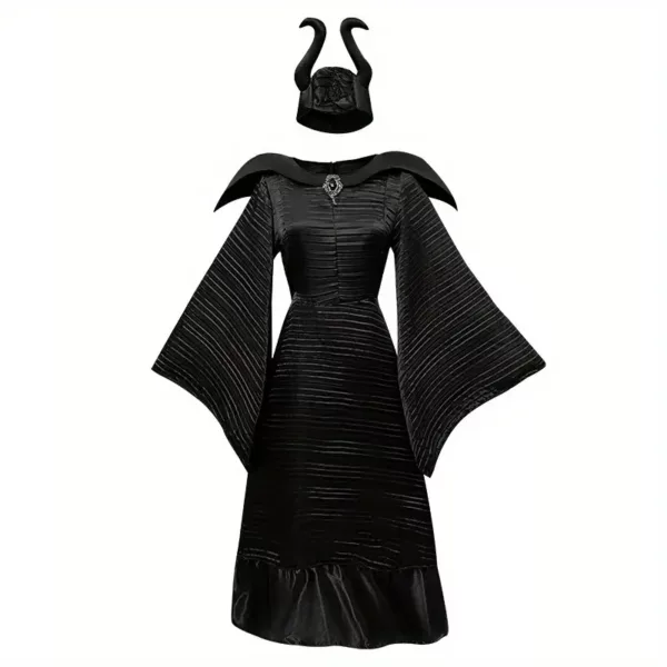 Costume sorcière femme avec cape et chapeau – Déguisement gothique Maléfique