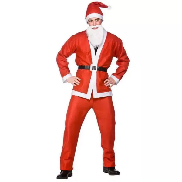 Déguisement de Père Noël complet 5 pièces – costume rouge avec accessoires