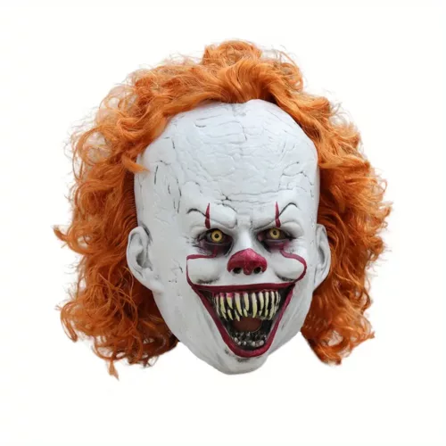 Masque de clown effrayant adulte – latex réaliste avec cheveux – Halloween cosplay
