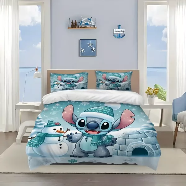 Parure de lit 3 pièces Lilo & Stitch – housse de couette dessin animé doux coton